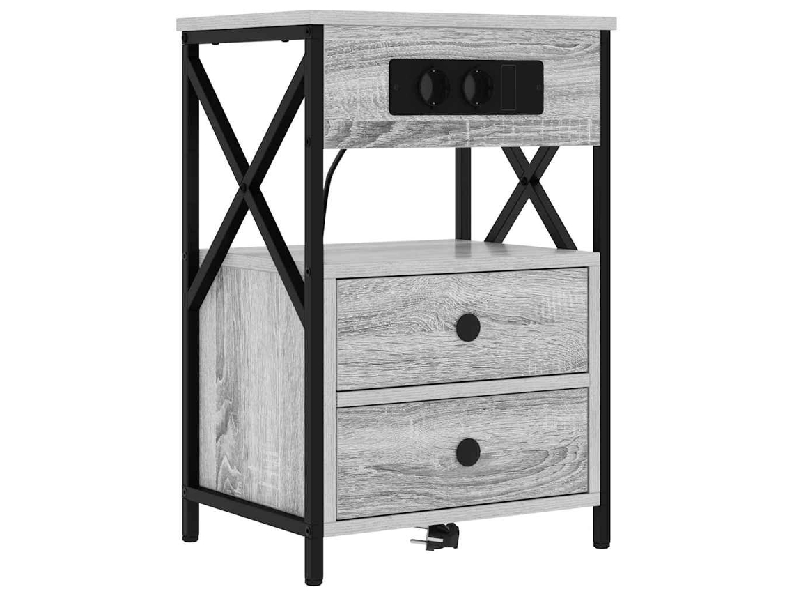 Mesita de noche Sonoma gris con cajón 40x31x60 cm MAISON EXCLUSIVE