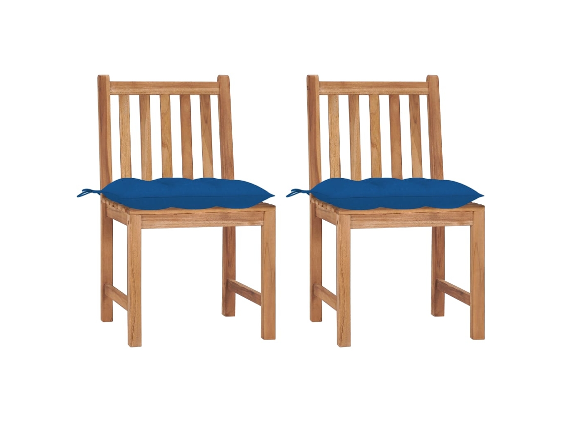 Conjunto 2 Sillas de jardín VIDAXL madera maciza de teca con cojines