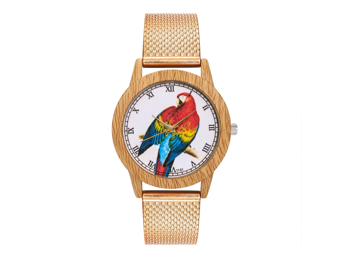 Reloj Unisex Zhoulianfa Dial Loro Correa Malla Cuarzo Analógico Oro Rosa
