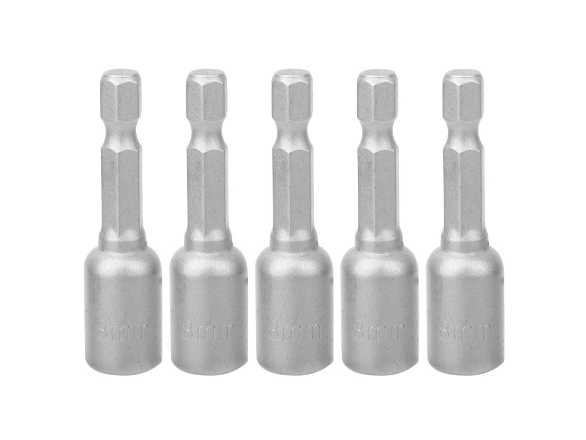 Juego De 5 Vasos Hexagonales Magnéticos De 50 Mm Y 8 Mm Con Superficie Ennegrecida, Universales Para Taladros/atornilladores Eléctricos/neumáticos.