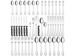 Juego de cubiertos de acero inoxidable de 48 piezas con cuchillos para carne, para el hogar, fiestas y restaurantes - Tommy01