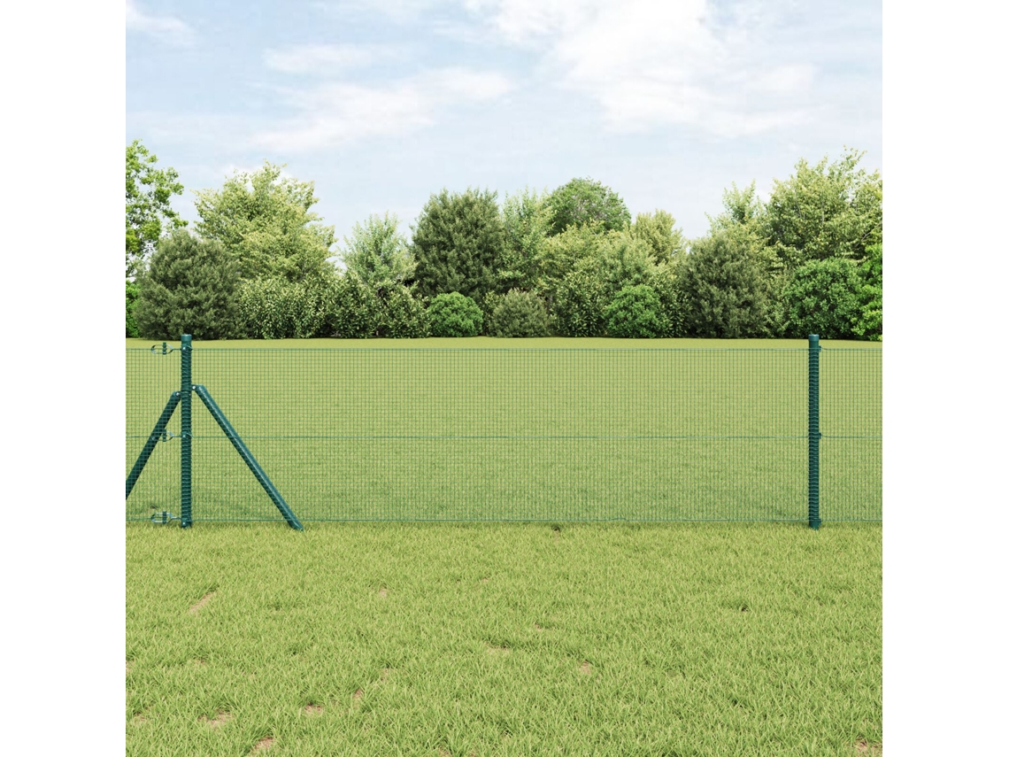 Cerca de alambre soldado con 13 postes, color verde, 0,4 x 100 m, acero, WSD625067, Lovely Home