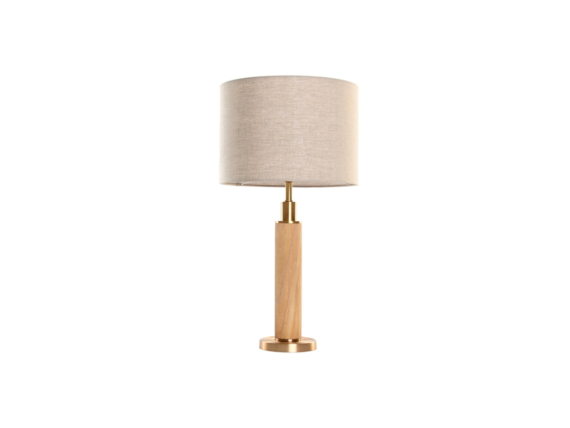 Lampara Sobremesa Laton Marmol Beige 36x36x50cm