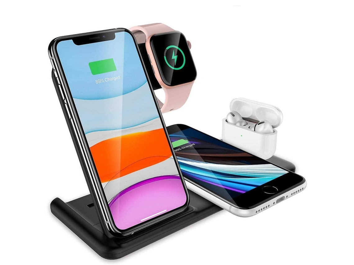 Estación De Carga Inalámbrica Rápida Certificación Para Apple Yemaesre Negro