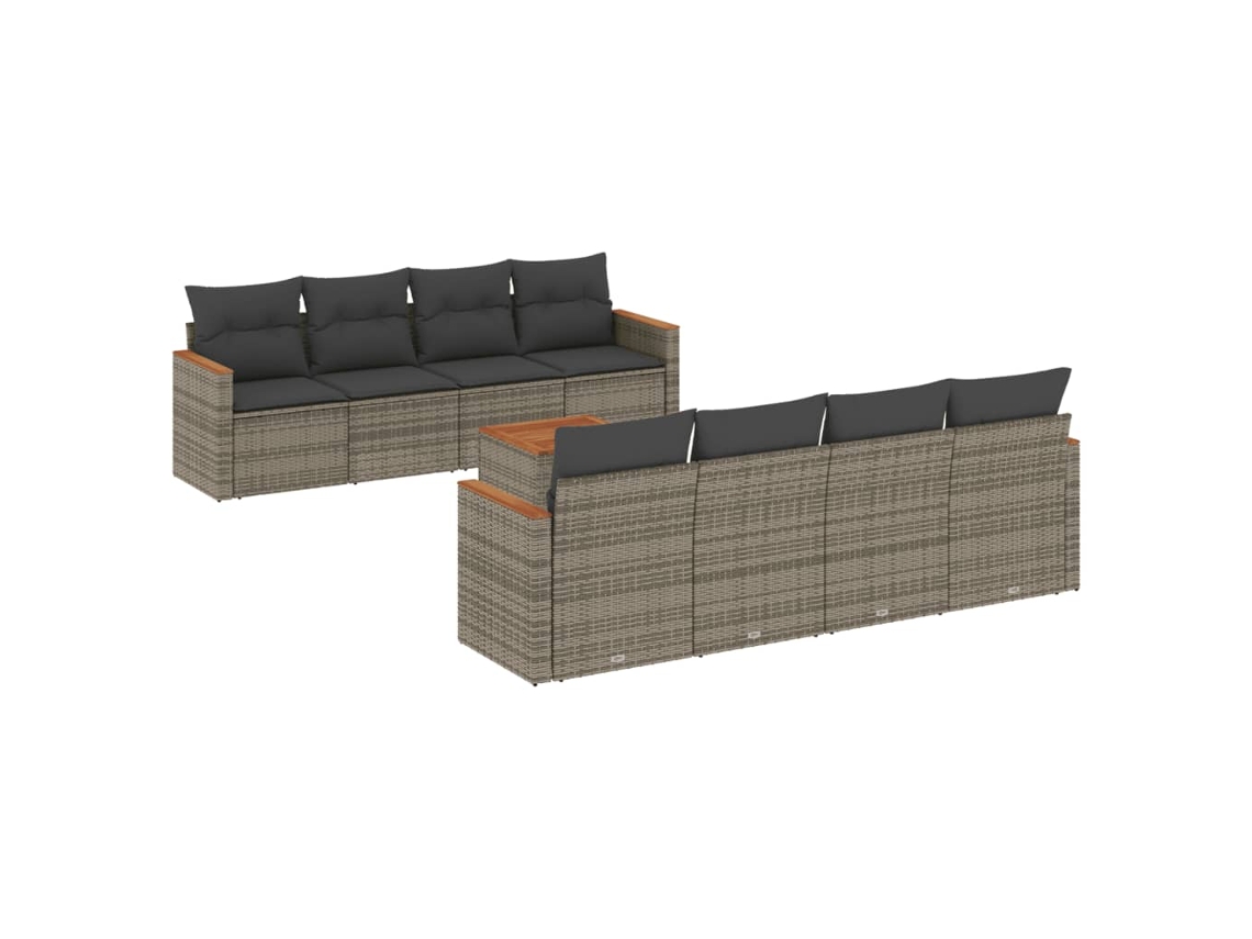 Conjunto de 9 sofás de jardín con cojines de mimbre y patas grises, MAISON EXCLUSIVE (90 x 200 cm)