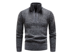 2026-jersey Hombre Mystdiy Con Cremallera Casual De Punto Cuello Alto Manga Larga Forrado De Terciopelo