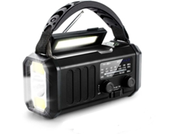 Radio de emergencia de 10 000 mAh con manivela, radio meteorológica NOAA AM/FM, Eifson (negra)