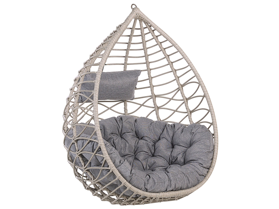 Silla colgante BELIANI Arsita de Ratán sintético Gris 100x97x121