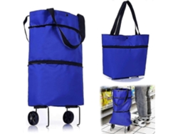 Carrito de compra plegable con ruedas, bolsas reutilizables, ligero, azul GOKOCO