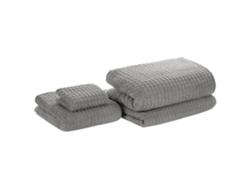 Conjunto de 4 toallas BELIANI Atai de Algodón Gris 100x1x150