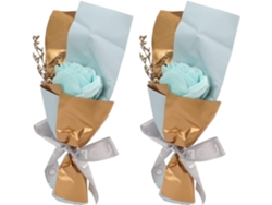 Jabón Romántico Con Pétalos De Rosa Azul, 2 Unidades, Flor Ornamental Práctica Para Balcones, Con Empaque.