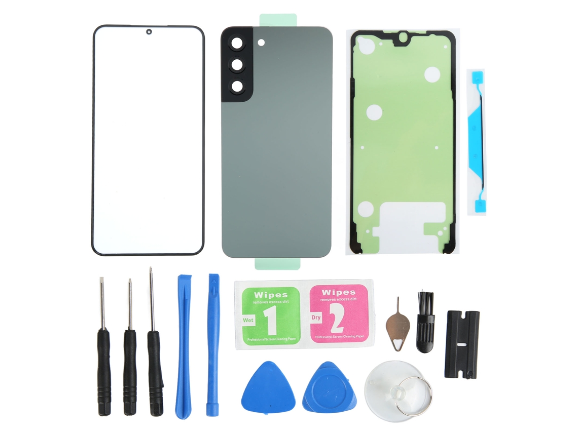 Mali tampa de Vidro Traseira com Lente de Câmera e Tela Externa para Samsung Galaxy S22 Plus Prata
