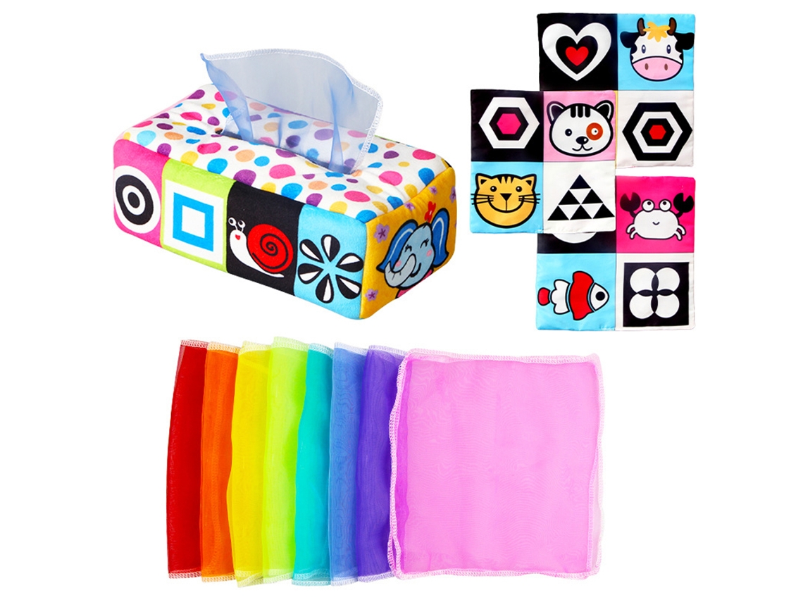 Ats-caja De Pañuelos Para Bebés Juguete Sensorial Educatsivo Aprendizaje Preescolar Regalo Para Niños Bebés