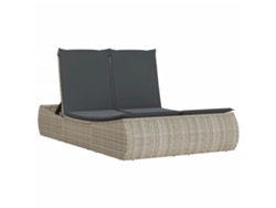 Chaise longue doble con cojines, mimbre, patas gris claro, MAISON EXCLUSIVE (sin dimensiones)