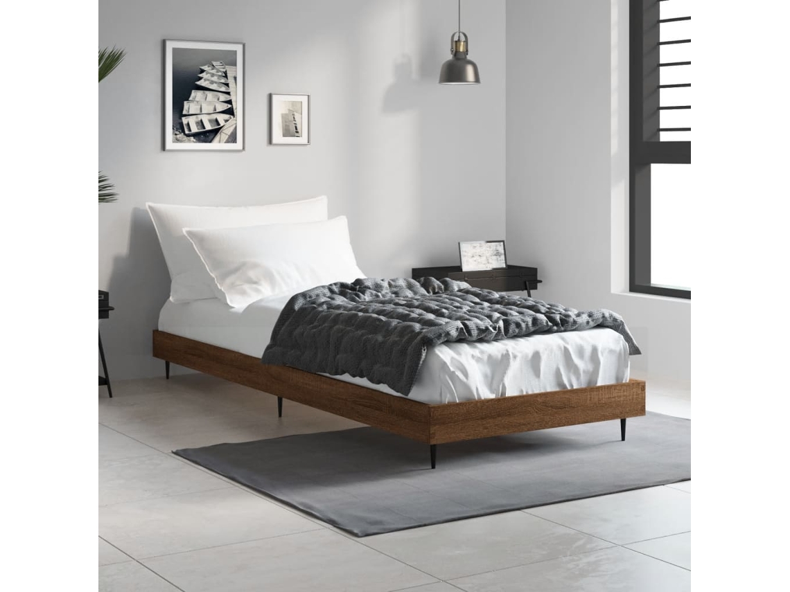 Estructura De Cama Sin Colchón Madera Marrón Roble 75x190 Cm