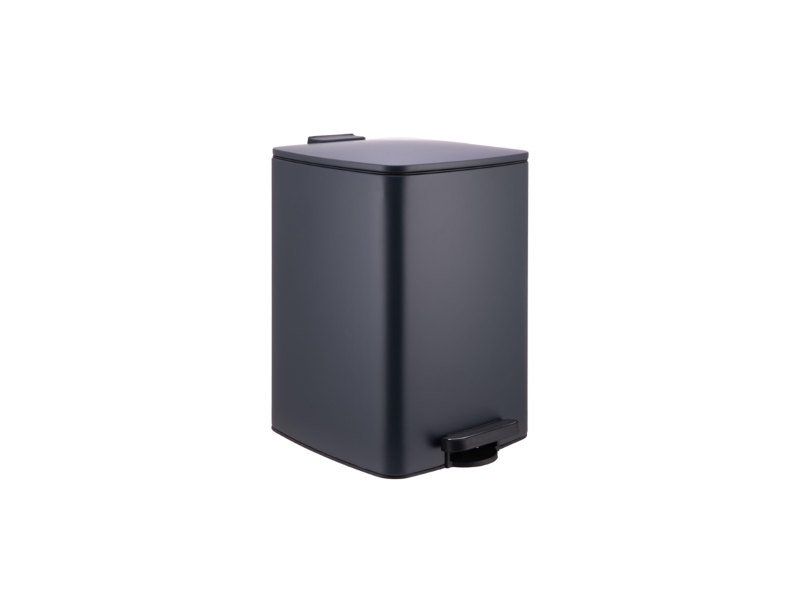 Relaxdays Cubo Basura Cocina 20 L, Cierre Amortiguado, Interior Extraíble, Metal Mate, Pedal Cuadrado, Gris Oscuro