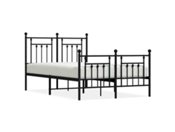 Maison Exclusive - Estructura Cama Sin Colchón Con Estribo Metal Negro 135x190 Cm