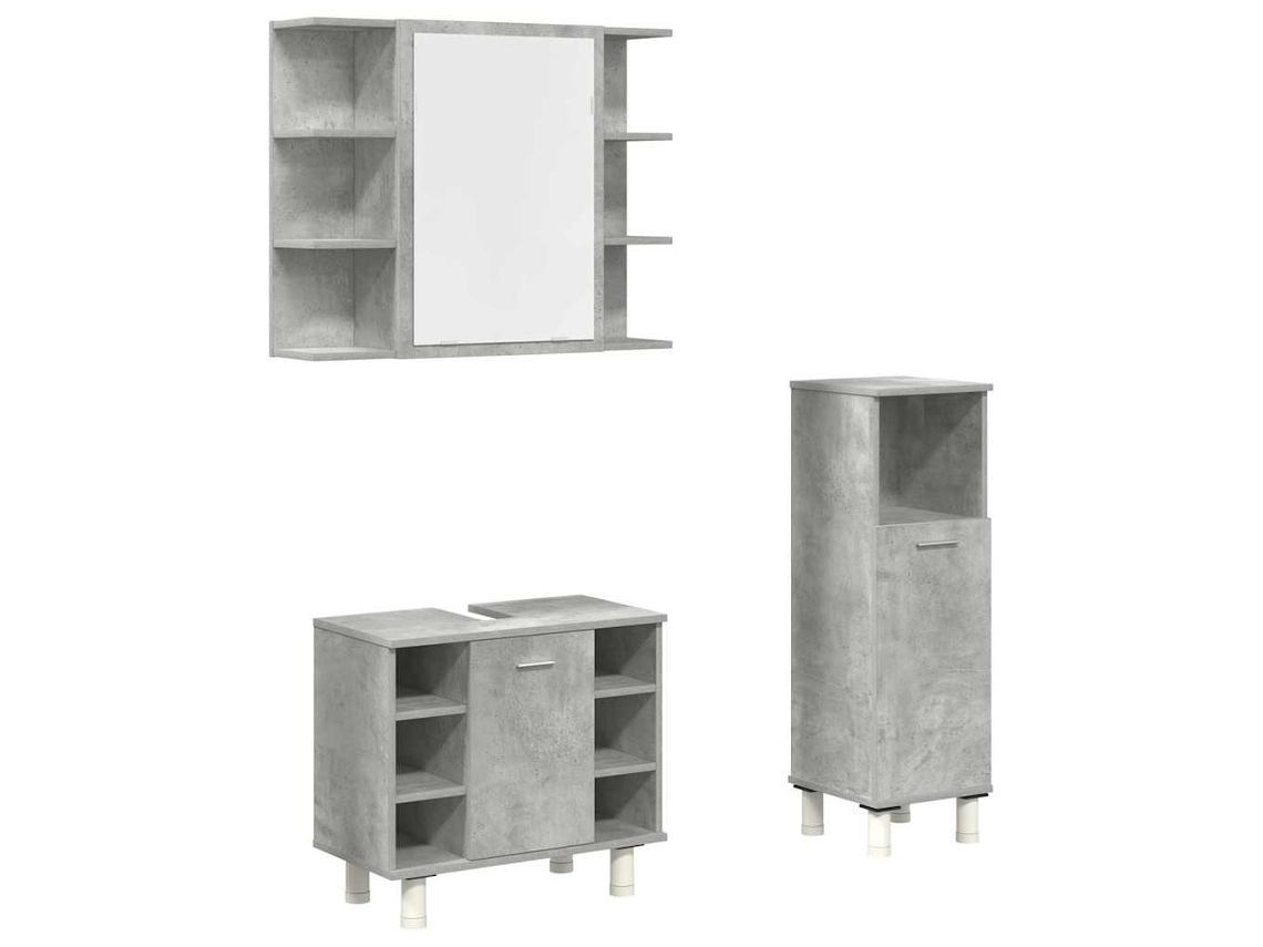 Conjunto de 3 Muebles de Baño en Madera Gris Cemento MAISON EXCLUSIVE (95x95x45 cm)