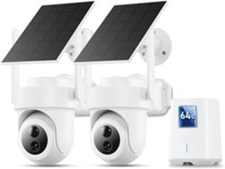 Kit De 2 Cámaras: Cámaras Inalámbricas Wifi 4k De 8 Mp Con Batería, Alimentadas Por Energía Solar, Cámaras Ptz Para Exteriores Con Seguimiento Automático.