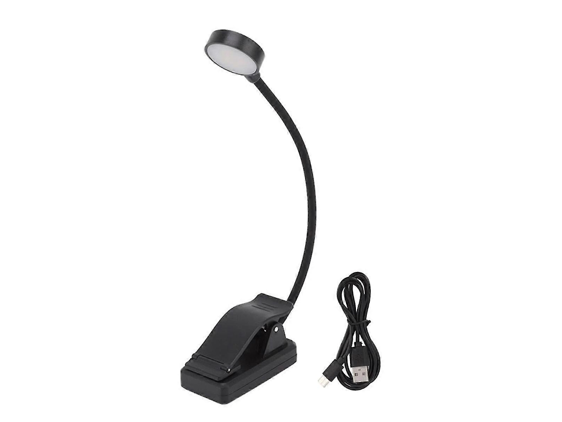 Lámpara de lectura LED recargable con interruptor USB y clip para libros
