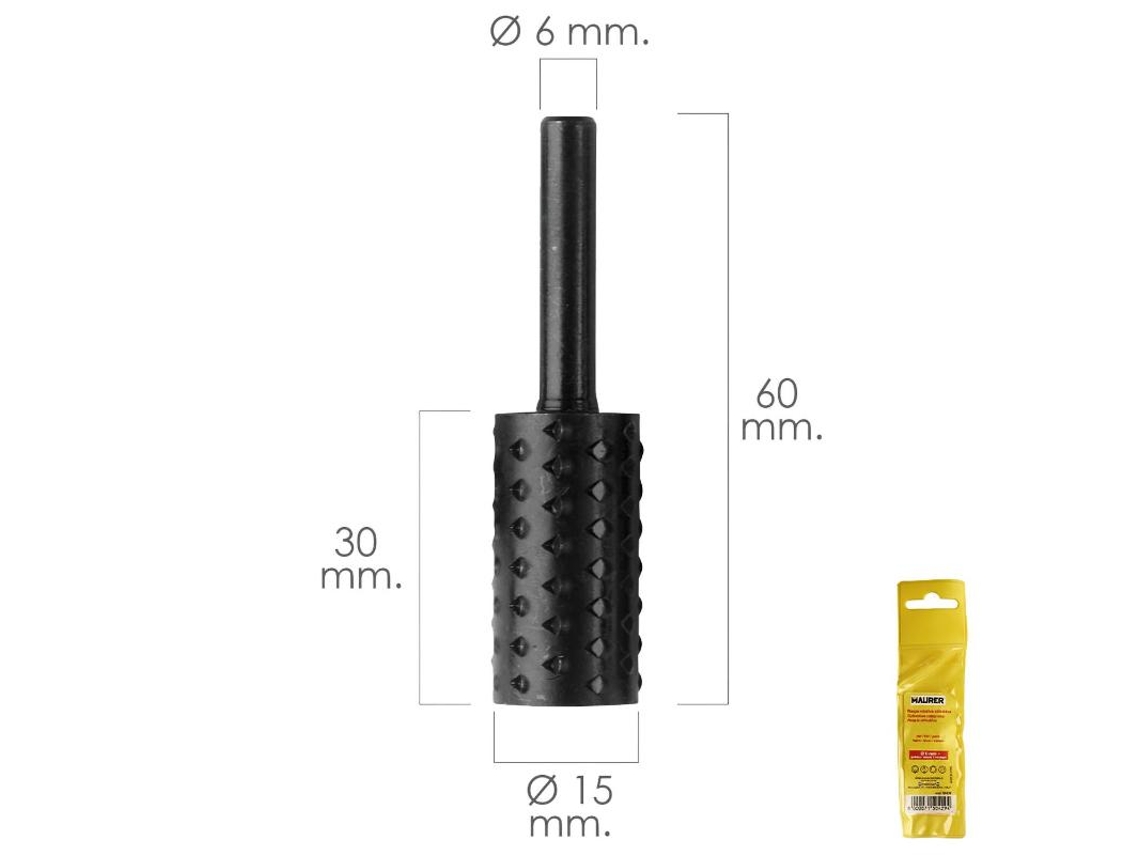 Fresa Rotativa Para Madera Cilindrica Ø 15 mm Para Taladro / Fresadora MAURER