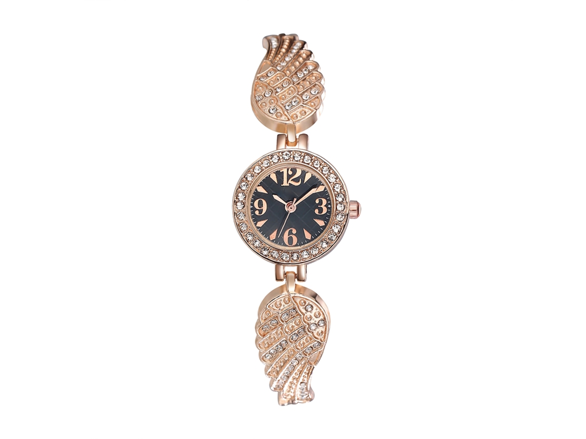 Relógio Analógico De Pulso Feminino Gaiety Com Strass E Pulseira De Pu Azul Céu