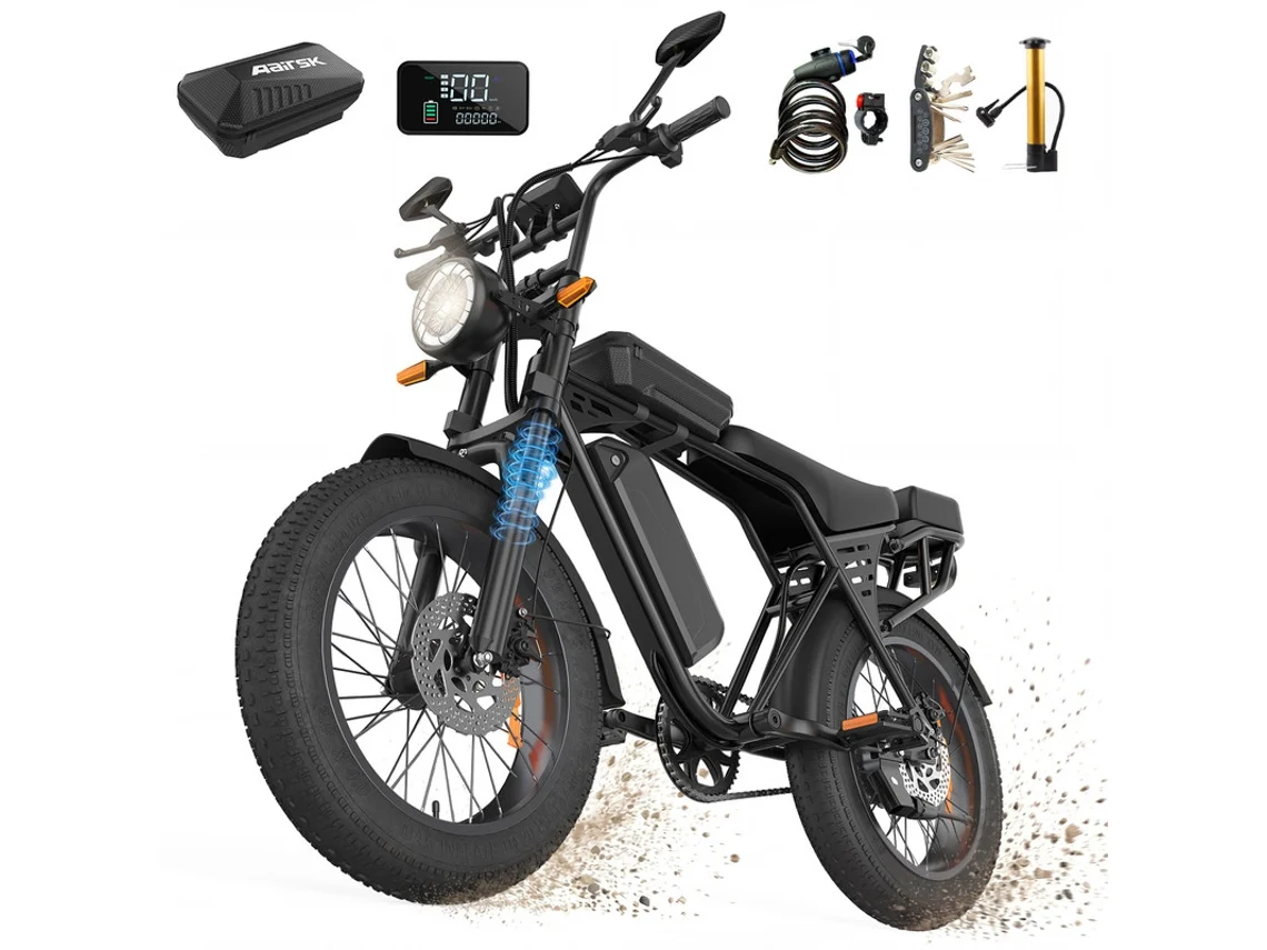 Bicicleta Elétrica Aairsk X5, Batería Extraíble De 48 V Y 15 Ah, Pneus Largos 20x4.0, Autonomia De 60-100 Km, Motor De 250w