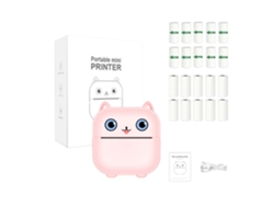 Impresora Térmica Portátil Bluetooth X15 Rosa (10 Rollos De Papel Térmico 10 Rollos De Pegatinas) SIURN