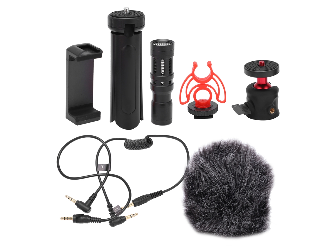 Kit de micrófono profesional para cámara réflex y teléfono, aleación de aluminio, para grabación de vídeo y entrevistas.