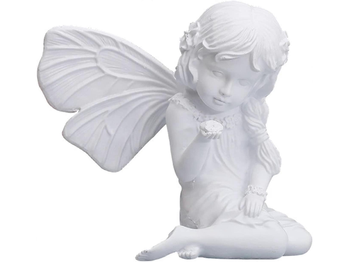 Estatua de ángel, pequeña escultura vintage de ángel arrodillado rezando, estatua conmemorativa de ángel alado, jardín.