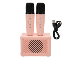 Altavoz De Karaoke Inalámbrico Bluetooth 5.0 Con 2 Micrófonos, Portátil, Color Rosa, Ideal Para Fiestas Familiares.