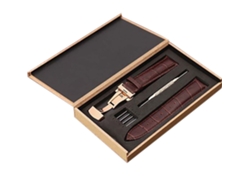 Correa universal de cuero para reloj de 22 mm con hebilla de oro rosa