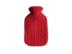 Bolsa De Agua Caliente De 2 Litros Con Funda De Felpa Tejida Roja - Solo La Funda, Material 100% Poliéster.