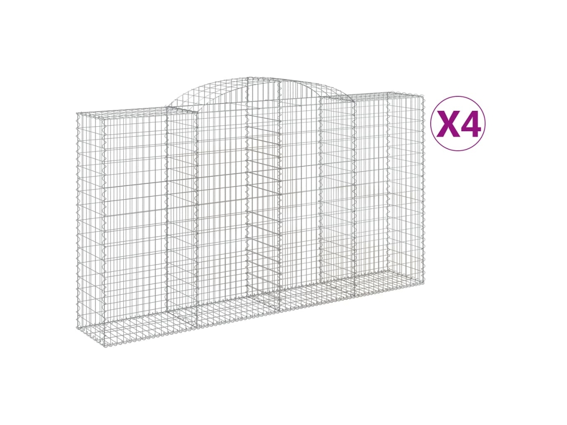 Conjunto 4 Cesta De Gaviones VIDAXL Plateado Hierro (300x50x160/180cm)