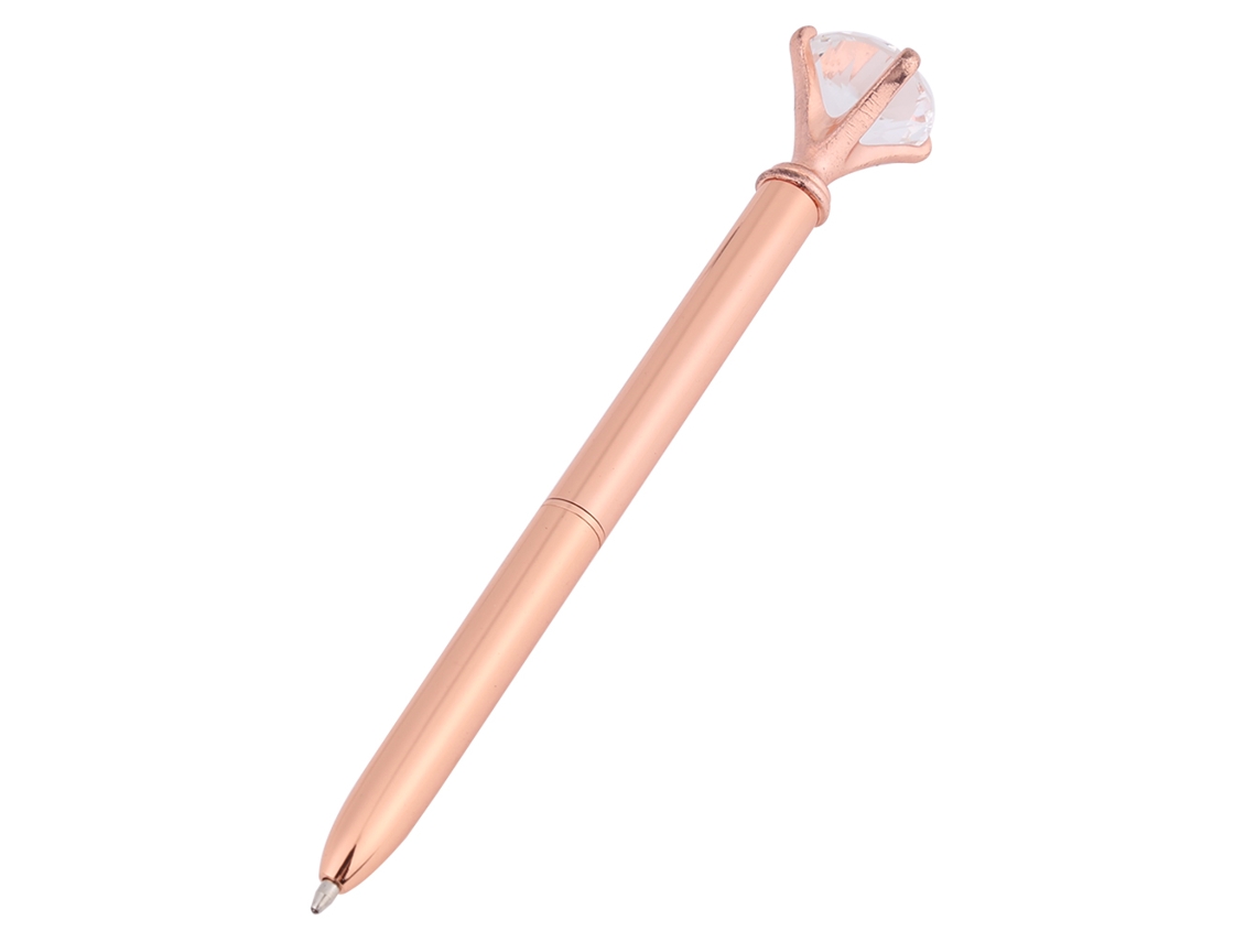 Bolígrafo metálico con diamantes de imitación, regalo, papelería, oficina (oro rosa)