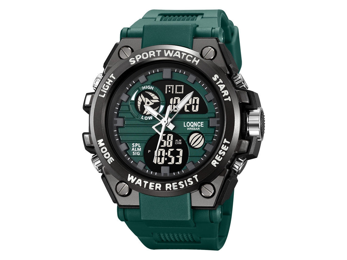 Reloj Electrónico Multifuncional E Impermeable De Doble Pantalla (verde Militar) Para Estudiantes.