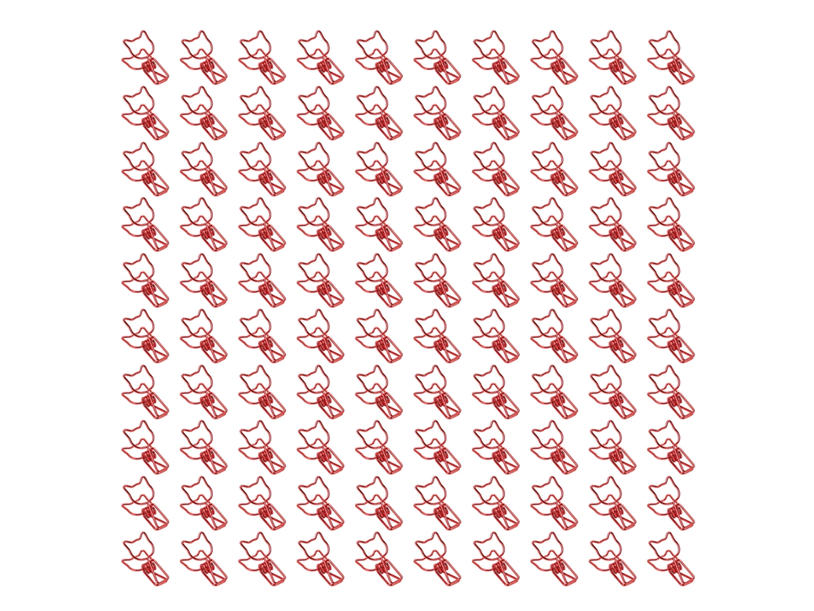 100 Pinzas De Carpeta Gatito Estilo Animal Cuto Fuertes De Metal Con Diseño Hueco Para Notas Papeles Ropa Color Rojo