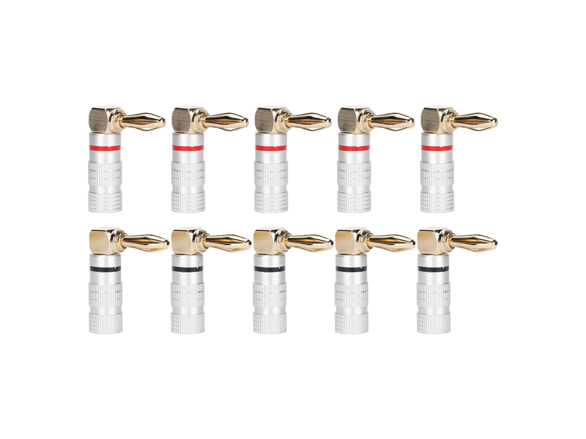 10 Conectores Banana En Ángulo Recto De Aluminio Chapado En Oro De 24 Quilates Para Cable De Altavoz De 4 Mm