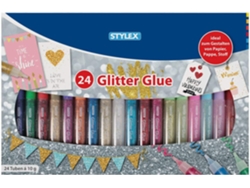 23384 Pegamento con purpurina en un colorido set con 24 tubos de 10 g cada uno, sin disolventes y lavable, Gokoco