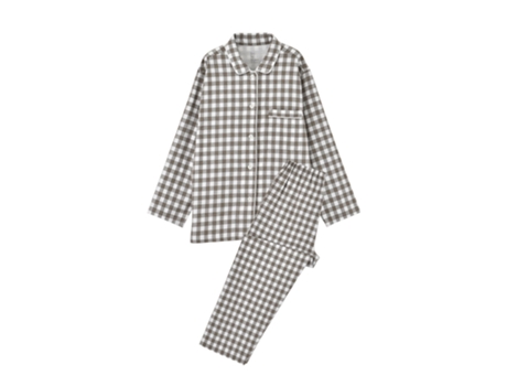 Pijama Suave Ropa de Dormir Loungewear-Cuadrícula Marrón/Modelo Mujer LUUCOZK