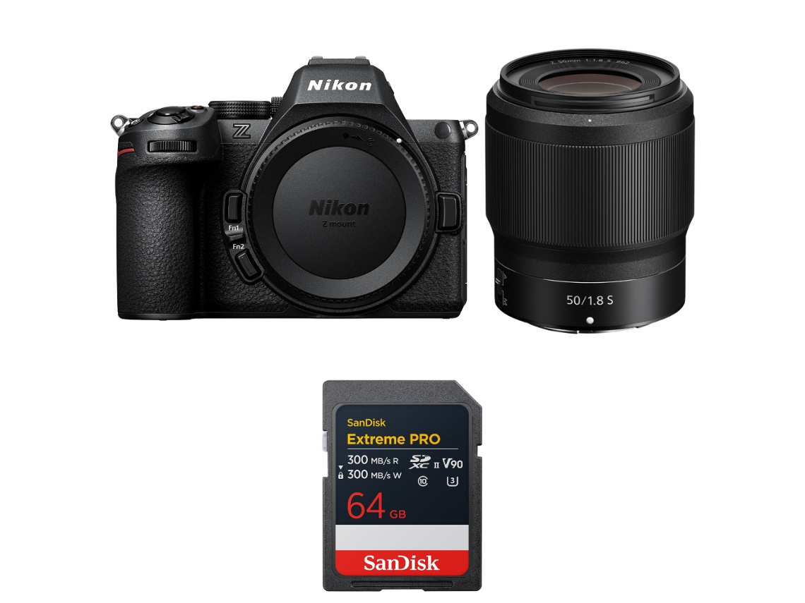 Nikon Z5 II + 50mm F/1.8 S + 1 tarjeta Sandisk Extreme Pro UHS II SDXC de 64 GB + libro electrónico “20 consejos para fotos impresionantes”