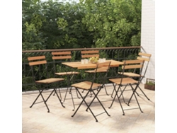 Conjunto de bistró plegable de 7 piezas en madera maciza de acacia y acero, DKD Home Decor