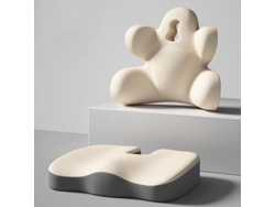 Almohada Ergonómica De Apoyo Lumbar Con Cojín De Espuma Viscoelástica, Blanco Lechoso Gertiz
