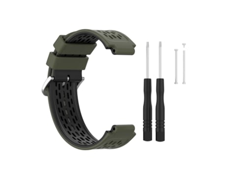 Correa de Silicona 24mm doble capa para Garmin Forerunner220 230 235 620 630 735 - verde militar/negro