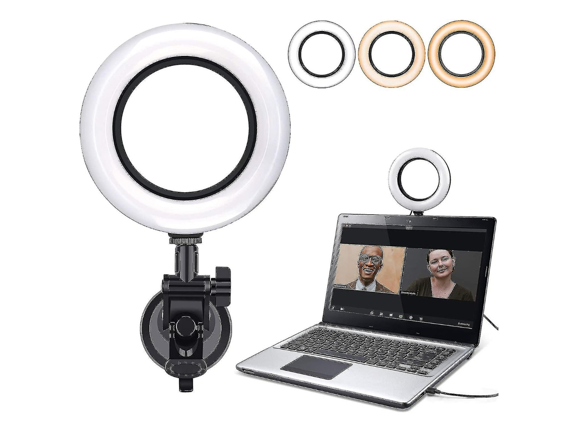 Kit de iluminación para videoconferencias, luz LED para monitor de computadora/portátil, anillo de luz regulable