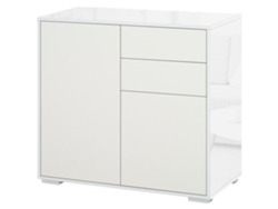 Aparador auxiliar com 2 portas, 2 gavetas, prateleira ajustável, abertura por pressão 79x36x74cm branco ZENCORE SERVICES