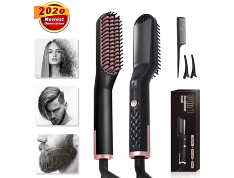 Cepillo para alisar con calefacción Cepillo calefactor de cerámica eléctrico, Pantalla LED Peine para el cabello con temperatura ajustable, Cepillo...