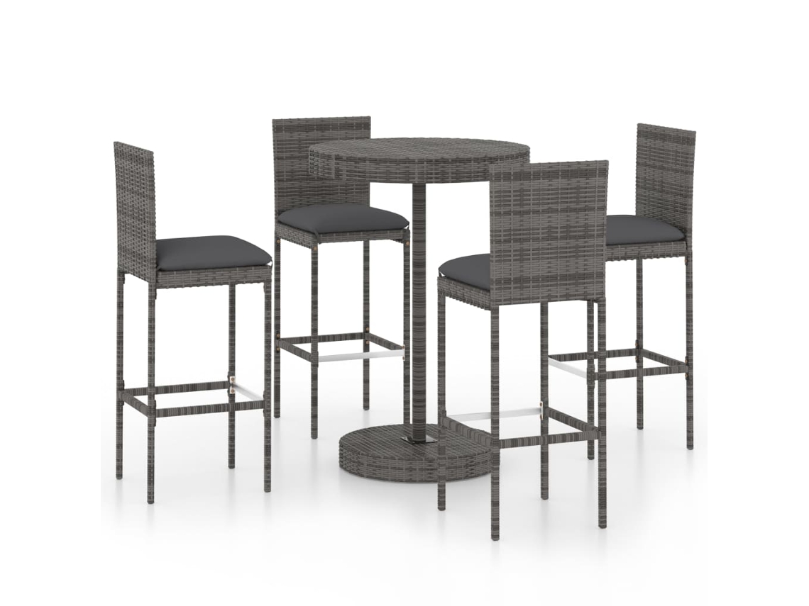 Maison Exclusive - Conjunto De Bar Para Jardín 5 Pzas Ratán Sintético Gris Cojines