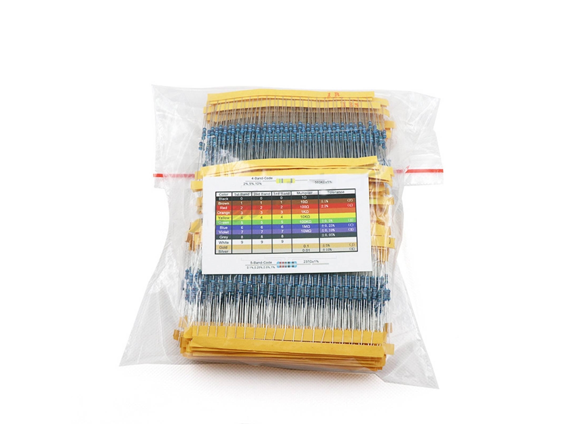 Kit De 2600 Resistencias De Película Metálica, 130 Valores, 1/4 W, 1 % De Tolerancia, De 1 Ohm A 3 M Ohm Para Proyectos Electrónicos.