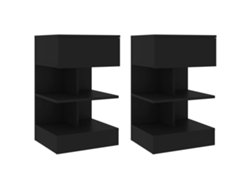 Mesitas de Noche LOVELY HOME Mesinha 2 Pcs 40X35X65 Cm Preto